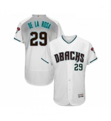 Mens Arizona Diamondbacks 29 Jorge De La Rosa White Teal Alternate Authentic Collection Flex Base Baseball Jersey