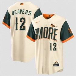 Men Baltimore Orioles  12 Dylan Beavers Natural 2026 City Connect Stadium Stitched Baseball Jersey