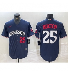 MLB Twins 25 Byron Buxton Navy Nike Cool Base Men Jersey