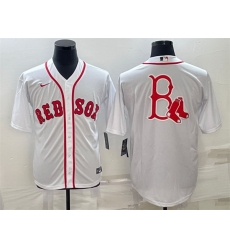 Men Boston Red Sox White Team Big Logo Cool Base Stitched Jersey