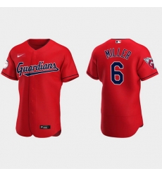 Men Cleveland Guardians 6 Owen Miller Red Flex Base Stitched Jerse