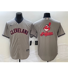 Men Cleveland Guardians Grey Team Big Logo Cool Base Stitched Jersey