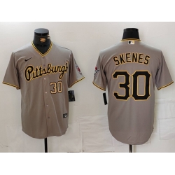 Men Pittsburgh Pirates 30 Paul Skenes Grey Stitched Baseball Jersey 2