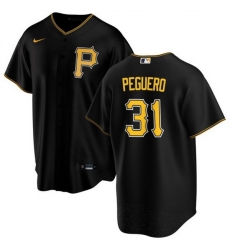 Men Pittsburgh Pirates 31 Liover Peguero Black Cool Base Stitched Baseball Jersey