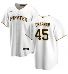 Men Pittsburgh Pirates 45 Aroldis Chapman White Cool Base Stitched Baseball Jersey