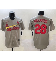 Men St  Louis Cardinals 28 Nolan Arenado Grey Cool Base Stitched Baseball Jersey