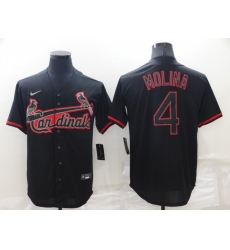 Men St  Louis Cardinals 4 Yadier Molina Black Shadow Cool Base Stitched Jerse