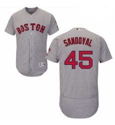 Mens Majestic Boston Red Sox 45 Pedro Martinez Grey Road Flex Base Authentic Collection MLB Jersey