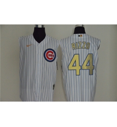 Cubs 44 Anthony Rizzo White Gold Nike Cool Base Sleeveless Jersey