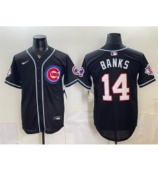 Men Chicago Cubs  14 Ernie Banks 150th Anniversary Black Out Style Vapor Premier Limited Stitched Baseball Jersey