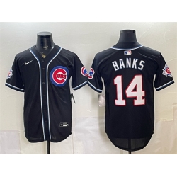 Men Chicago Cubs  14 Ernie Banks 150th Anniversary Black Out Style Vapor Premier Limited Stitched Baseball Jersey
