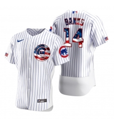 Men Chicago Cubs 14 Ernie Banks Men Nike White Fluttering USA Flag Limited Edition Flex Base MLB Jersey