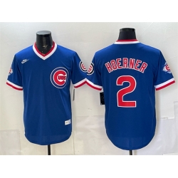 Men Chicago Cubs  2 Nico Hoerner Royal 150th Anniversary Throwback Vapor Limited Stitched Baseball Jersey