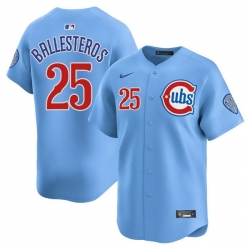 Men Chicago Cubs  25 Moises ballesteros Blue 2024 25 2nd Alternate Limited Stitched Baseball Jersey
