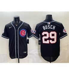 Men Chicago Cubs 29 Michael Busch 150th Anniversary Black Out Style Vapor Premier Limited Stitched Baseball Jersey Men Chicago Cubs 29 Michael Busch 150th Anniversary Black Out Style Vapor Premier Limited Stitched Baseball Jersey