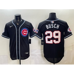 Men Chicago Cubs  29 Michael Busch 150th Anniversary Black Out Style Vapor Premier Limited Stitched Baseball Jersey