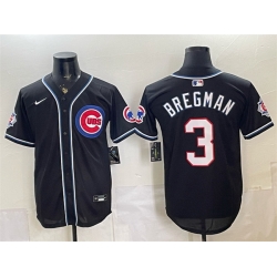 Men Chicago Cubs  3 Alex Bregman 150th Anniversary Black Out Style Vapor Premier Limited Stitched Baseball Jersey