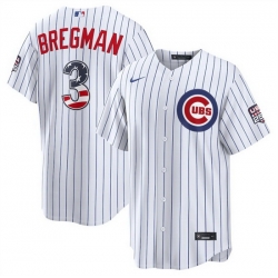 Men Chicago Cubs  3 Alex Bregman White 2026 USA 250 Fourth of July Home Stadium Stitched Baseball Jersey