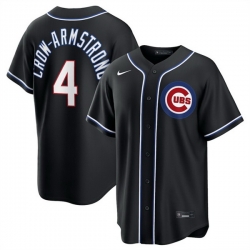 Men Chicago Cubs  4 Pete Crow Armstrong 2026 Fashion Replica Black Out Stitched Baseball Jersey