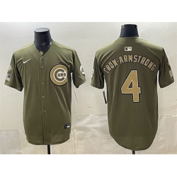 Men Chicago Cubs  4 Pete Crow Armstrong Olive 2026 Armed Forces Day Stitched Baseball Jersey