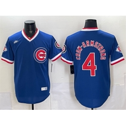 Men Chicago Cubs  4 Pete Crow Armstrong Royal 150th Anniversary Throwback Vapor Limited Stitched Baseball Jersey