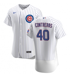 Men Chicago Cubs 40 Willson Contreras Men Nike White Home 2020 Flex Base Player Jersey