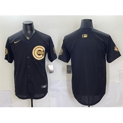 Men Chicago Cubs Blank Black Gold 150th Anniversary Patch Stitched Baseball Jersey