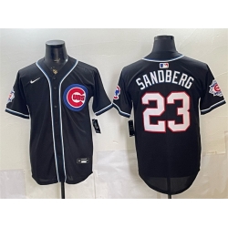 Men Chicago Cubs  Ryne Sandberg 150th Anniversary Black Out Style Vapor Premier Limited Stitched Baseball Jersey