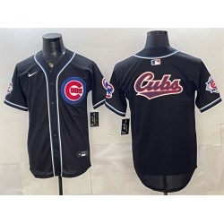 Men Chicago Cubs Team Big Logo 2026 Fashion Replica Black Out Stitched Baseball Jersey