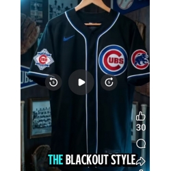 Men Nike Chicago Cubs Blackout Blank Stitched Jersey