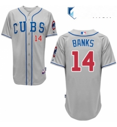 Mens Majestic Chicago Cubs 14 Ernie Banks Authentic Grey Alternate Road Cool Base MLB Jersey