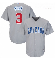 Mens Majestic Chicago Cubs 3 David Ross Replica Grey Road Cool Base MLB Jersey