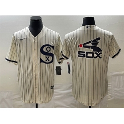 Men Chicago White Sox Cream Team Big Logo Cool Base Stitched Jersey