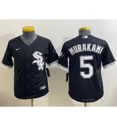 Youth Chicago White Sox 5 Munetaka Murakami Black Stitched Baseball Jersey Youth Chicago White Sox 5 Munetaka Murakami Black Stitched Baseball Jersey