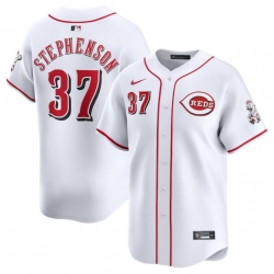 Men Cincinnati Reds 37 Tyler Stephenson White Home Limited Stitched Baseball Jersey