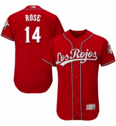 Mens Majestic Cincinnati Reds 14 Pete Rose Red Los Rojos Flexbase Authentic Collection MLB Jersey