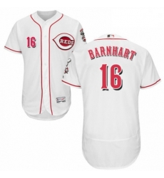 Mens Majestic Cincinnati Reds 16 Tucker Barnhart White Home Flex Base Authentic Collection MLB Jersey