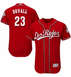 Mens Majestic Cincinnati Reds 23 Adam Duvall Red Los Rojos Flexbase Authentic Collection MLB Jersey