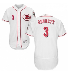 Mens Majestic Cincinnati Reds 3 Scooter Gennett White Home Flex Base Authentic Collection MLB Jersey