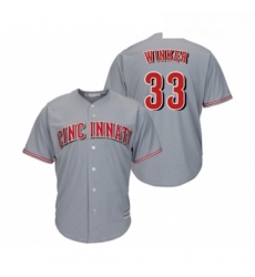 Youth Cincinnati Reds 33 Jesse Winker Replica Grey Road Cool Base Baseball Jersey 