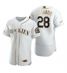 Colorado Rockies 28 Nolan Arenado White Nike Mens Authentic Golden Edition MLB Jersey