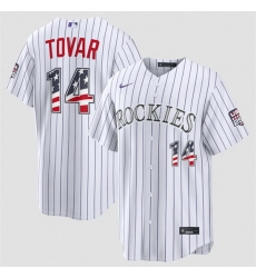 Men Colorado Rockies  14 Ezequiel Tovar White 2026 USA 250 Fourth of July Home Stitched Baseball Jersey