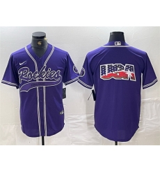 Men Colorado Rockies Purple Team Big Logo Cool Base Stitched Baseball JerseyS