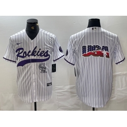 Men Colorado Rockies White Team Big Logo Cool Base Stitched Baseball Jersey 4