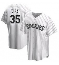 Men Nike Colorado Rockies 35 Elias Diaz White Cool Base MLB Jersey