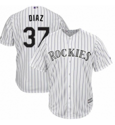 Men Nike Colorado Rockies 37 Jairo Diaz White Flex Base MLB Jersey