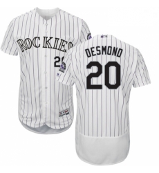 Mens Majestic Colorado Rockies 20 Ian Desmond White Flexbase Authentic Collection MLB Jersey