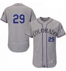 Mens Majestic Colorado Rockies 29 Bryan Shaw Grey Road Flex Base Authentic Collection MLB Jersey