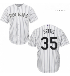 Mens Majestic Colorado Rockies 35 Chad Bettis Replica White Home Cool Base MLB Jersey