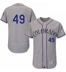 Mens Majestic Colorado Rockies 49 Antonio Senzatela Grey Road Flex Base Authentic Collection MLB Jersey